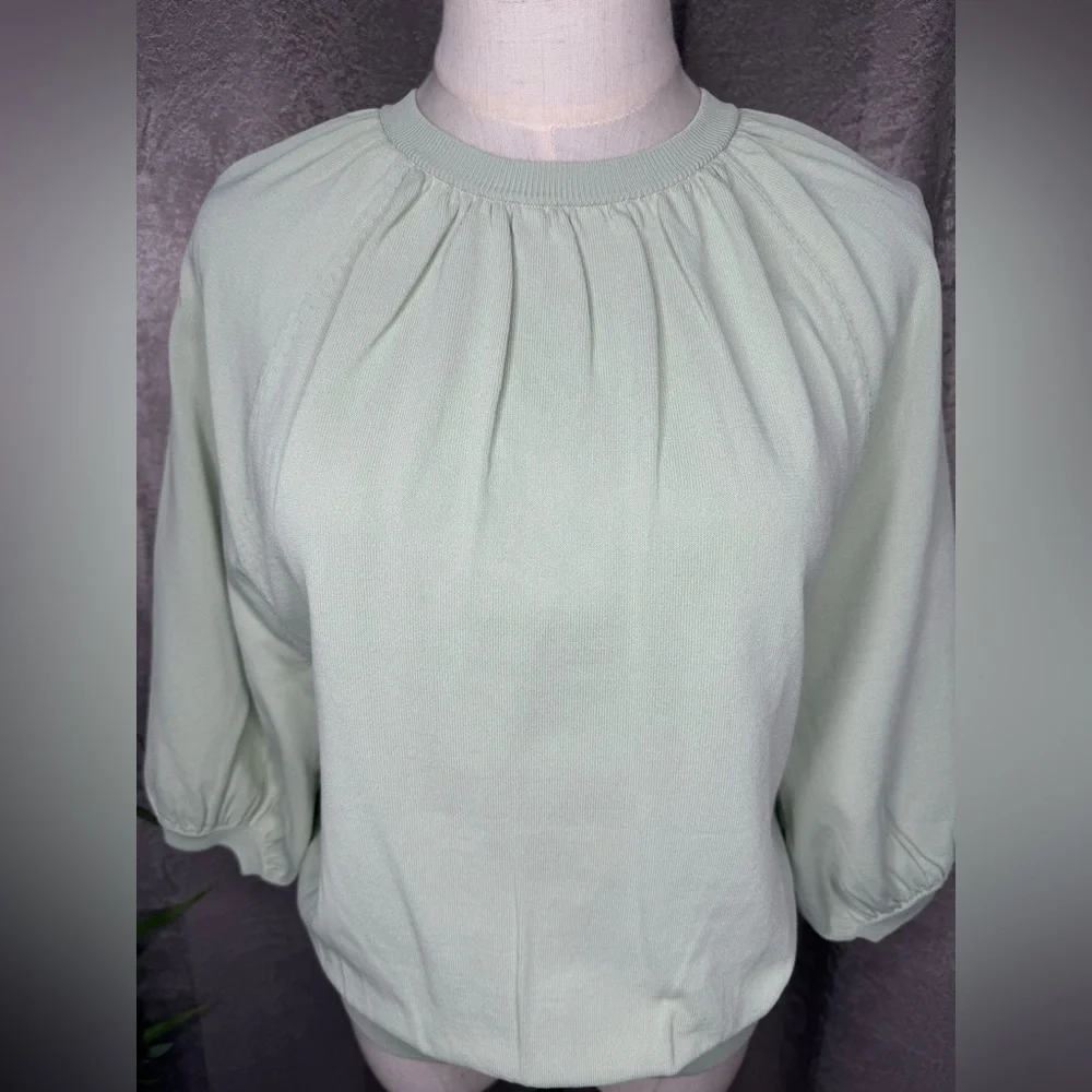 NWT ALEEZA PARIS Women’s Mint Green 3/4 Sleeve Knit Top Sz XS